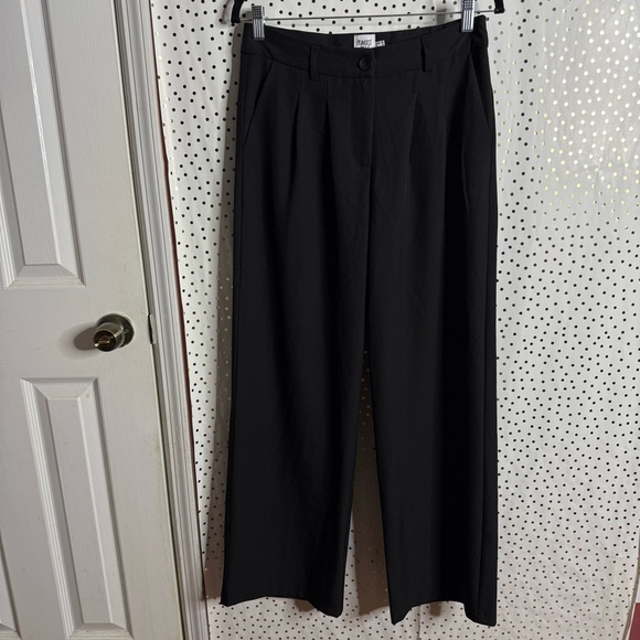 Princess Polly Black Wide-Leg Dress Pants - Picture 2 of 9